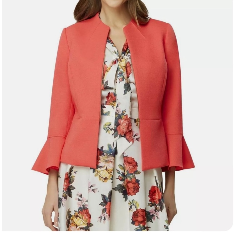 Tahari Womens Coral Zip Up Suit Blazer